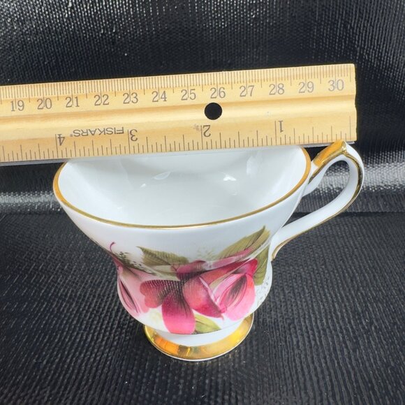 Royal Windsor Fine Bone China Teacup Saucer Set Red Roses Made England Vintage - Picture 5 of 12